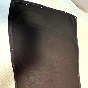 Black sheer scarf with rhinestones around the edge